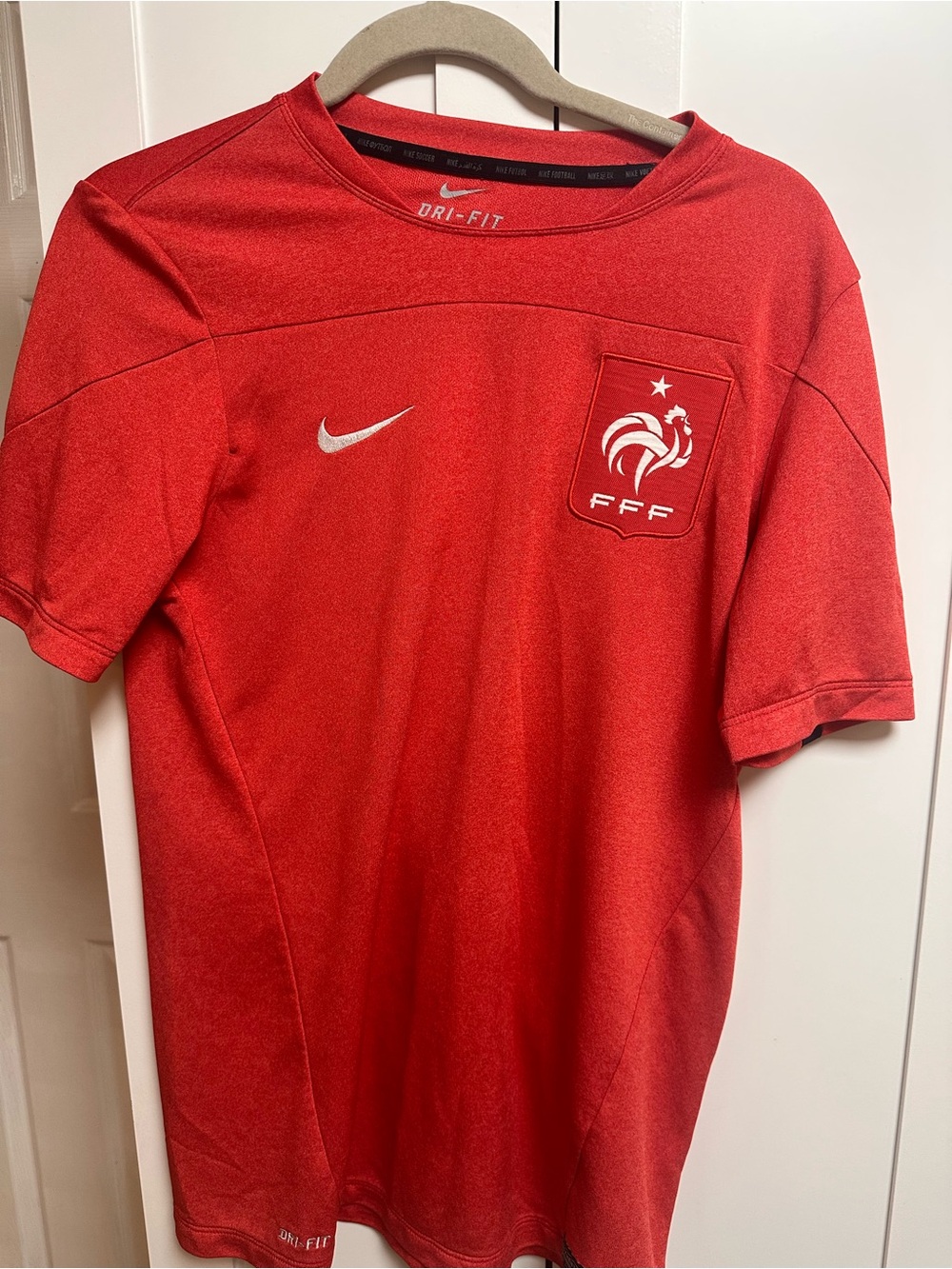 Nike Men’s Red Dri-FIT Soccer Jersey with White Logos